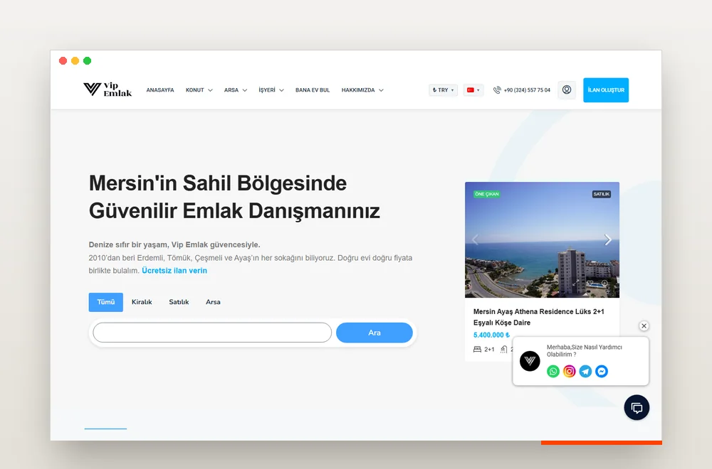 VipEmlak emlak portalı — Kirpisoft