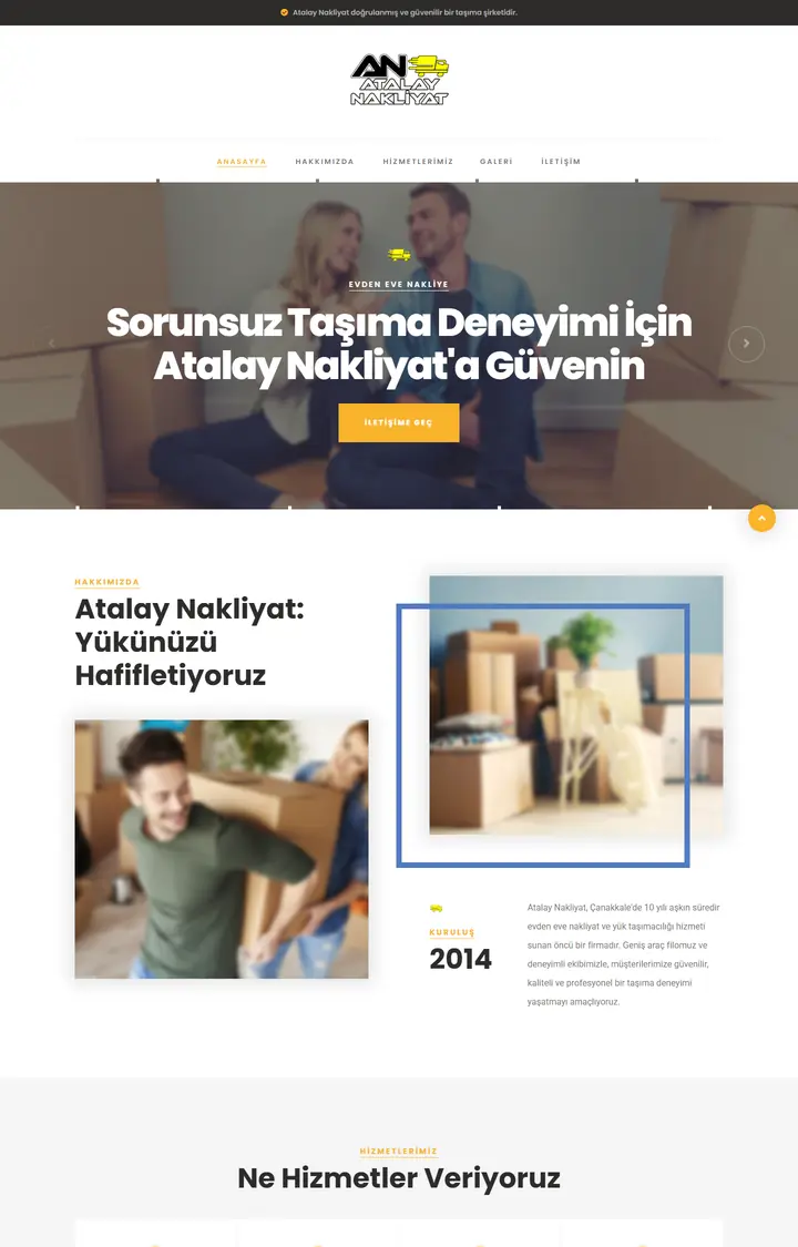 Atalay Nakliyat sitesinin ekran görüntüsü