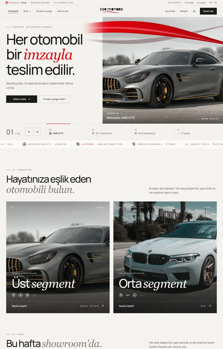 CSR Motors sitesinin ekran görüntüsü