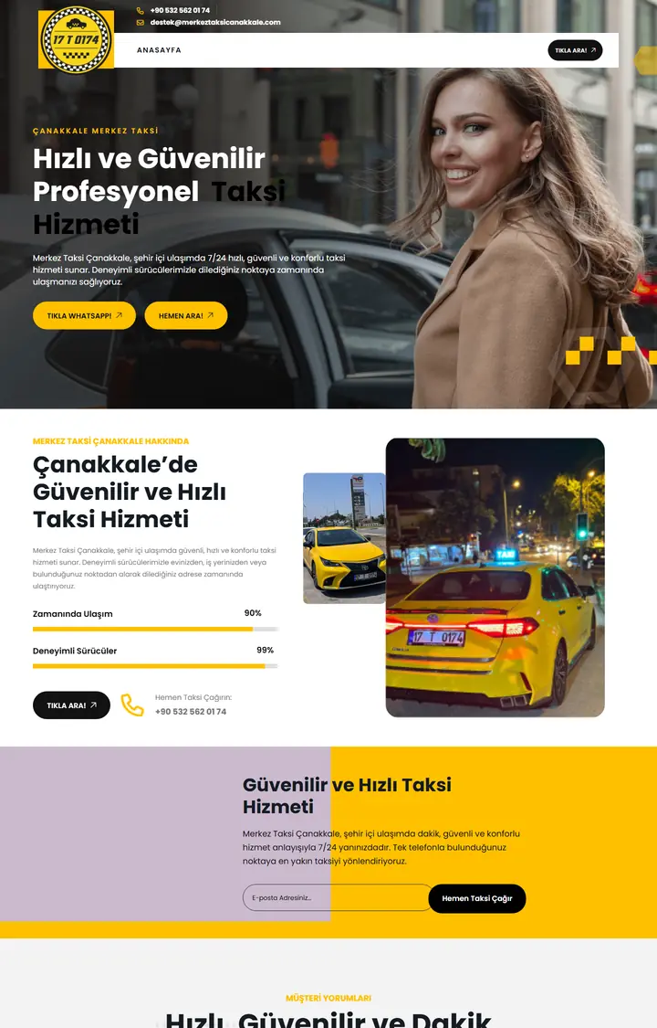 Merkez Taksi sitesinin ekran görüntüsü