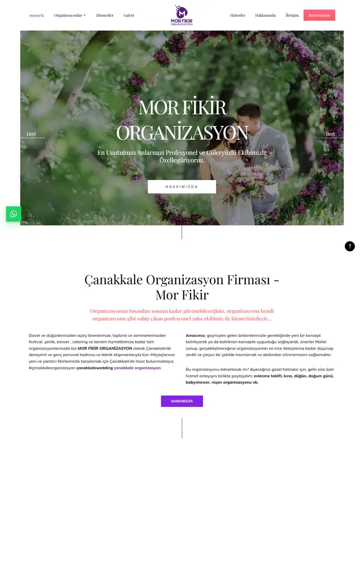 Mor Fikir Organizasyon sitesinin ekran görüntüsü