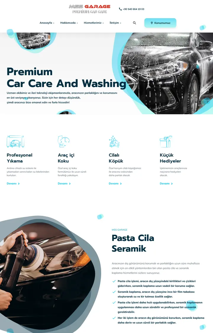 MSS Garage sitesinin ekran görüntüsü