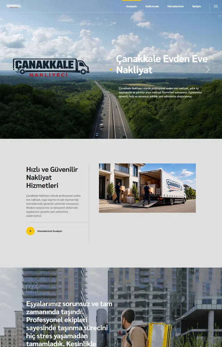 Çanakkale Nakliyeci sitesinin ekran görüntüsü