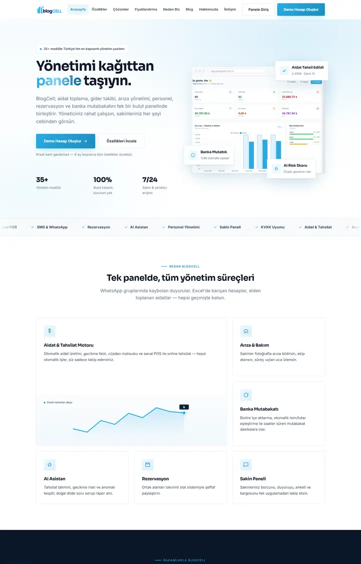 BlogCell sitesinin ekran görüntüsü