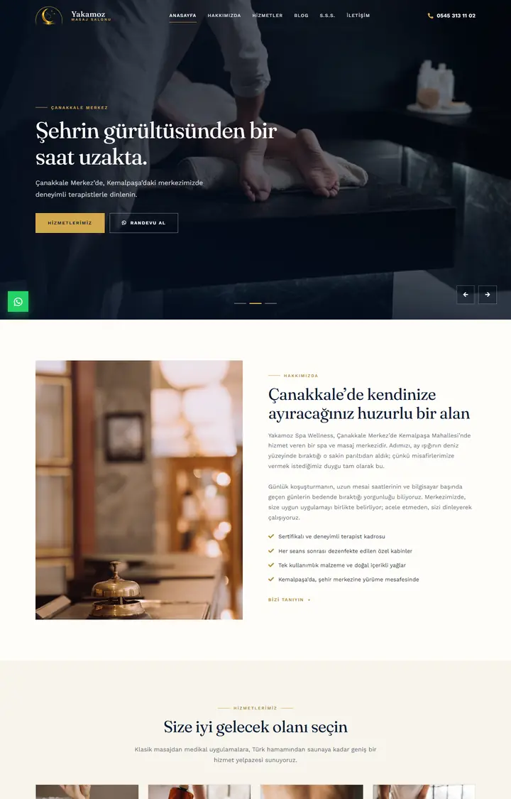 Yakamoz Spa sitesinin ekran görüntüsü