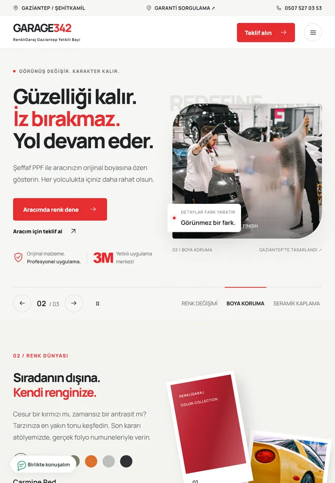 GARAGE342 sitesinin tablet görünümü